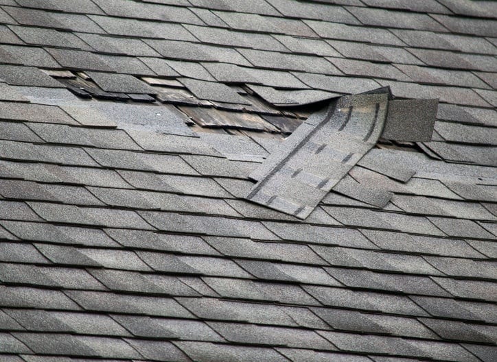 Wind damage on roof